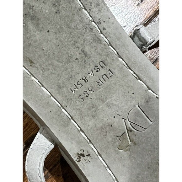 DIANE VON FURSTENBERG GREY JEWEL STONE THONG ANKLE STRAP SANDALS - Picture 7 of 9